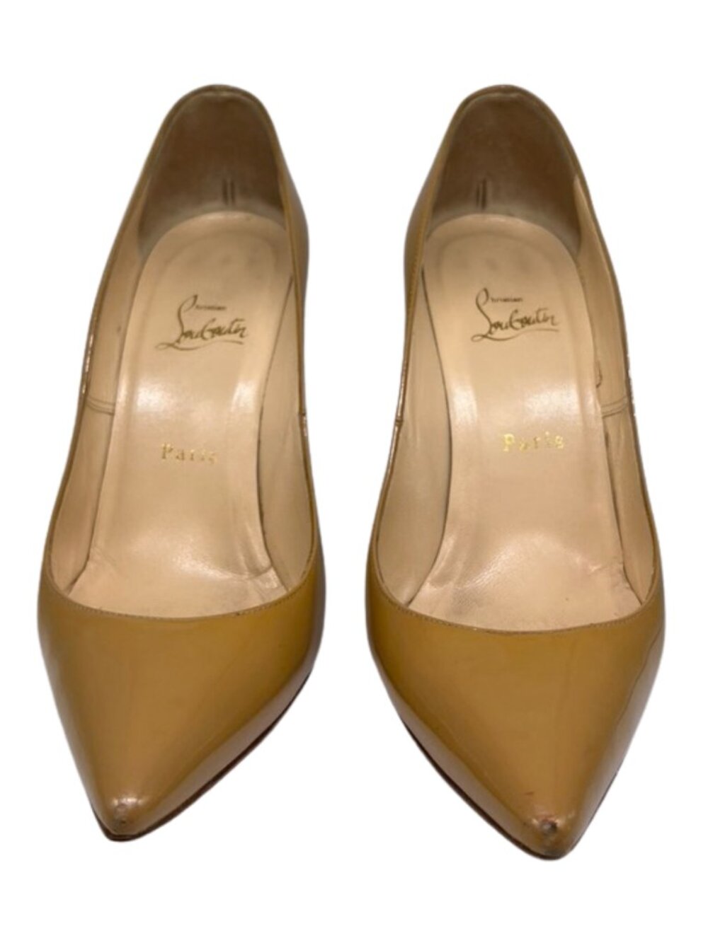 Christian Louboutin Mustard Yellow Patent Pointed Toe Pumps EU 40